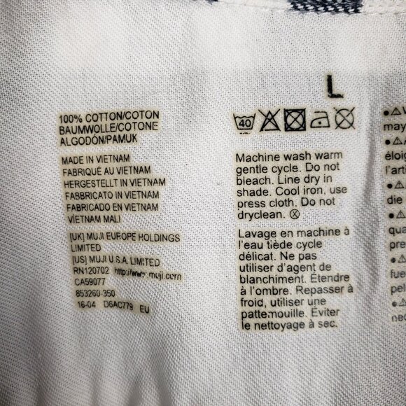 Muji Flannel Button Down Shirt Black White Gingham Mens Size Large Long Sleeve - Picture 5 of 7